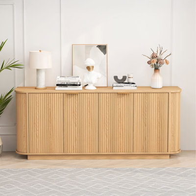 63 " Wavy Storage Sideboard, Double-Door Buffet Cabinet With Adjustable Shelves, Suitable For Kitchen, Living Room, Hallway - Versatile Storage