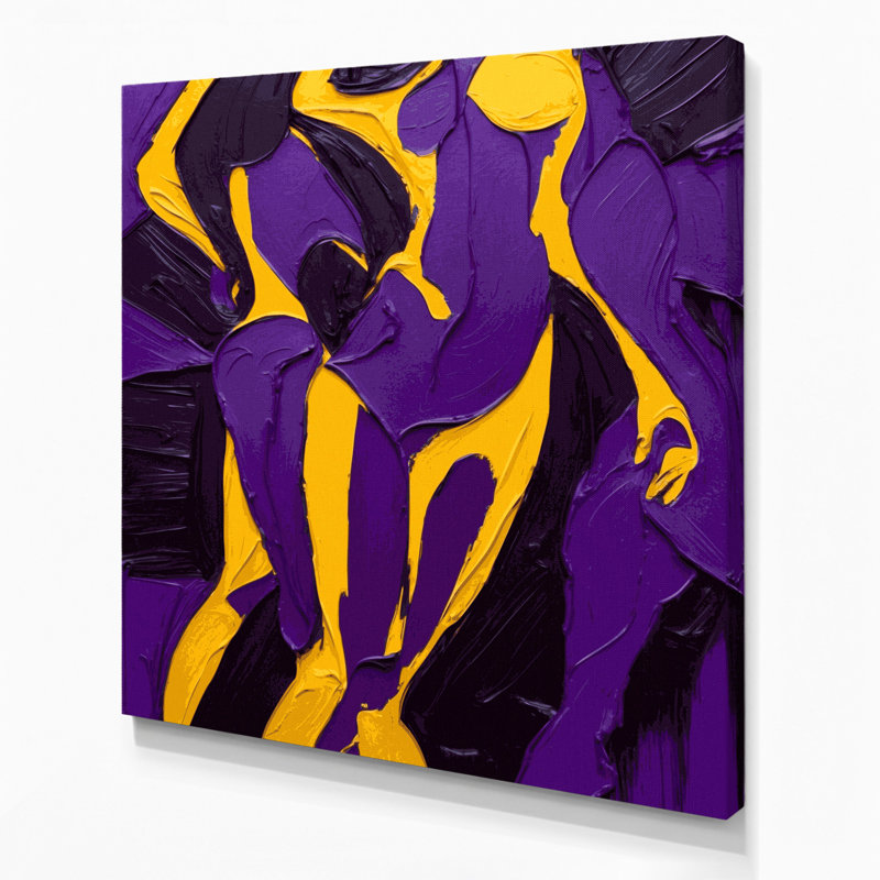 Abstrait art figuratif sur toile mauve 69, H 16 po x l 16 po