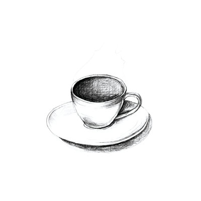 Coffee Plain Drawing - Wrapped Canvas Painting