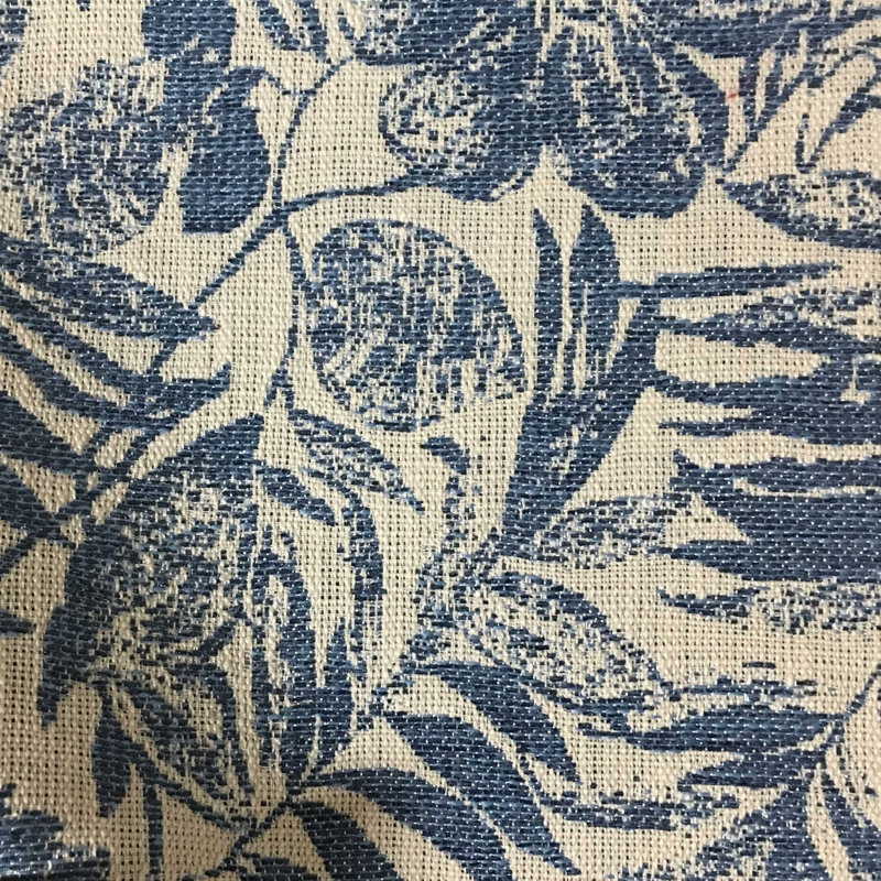 Caicos-Oaks Tropical Pattern Woven Upholstery Fabric, Indigo