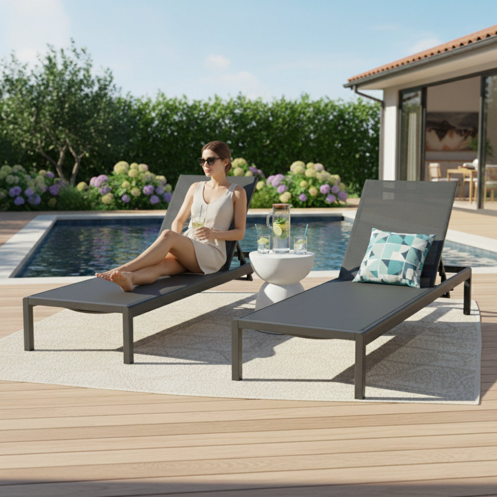 Caggiano 77.56'' Long Reclining Chaise Lounges (Set of 2) Wade Logan® 