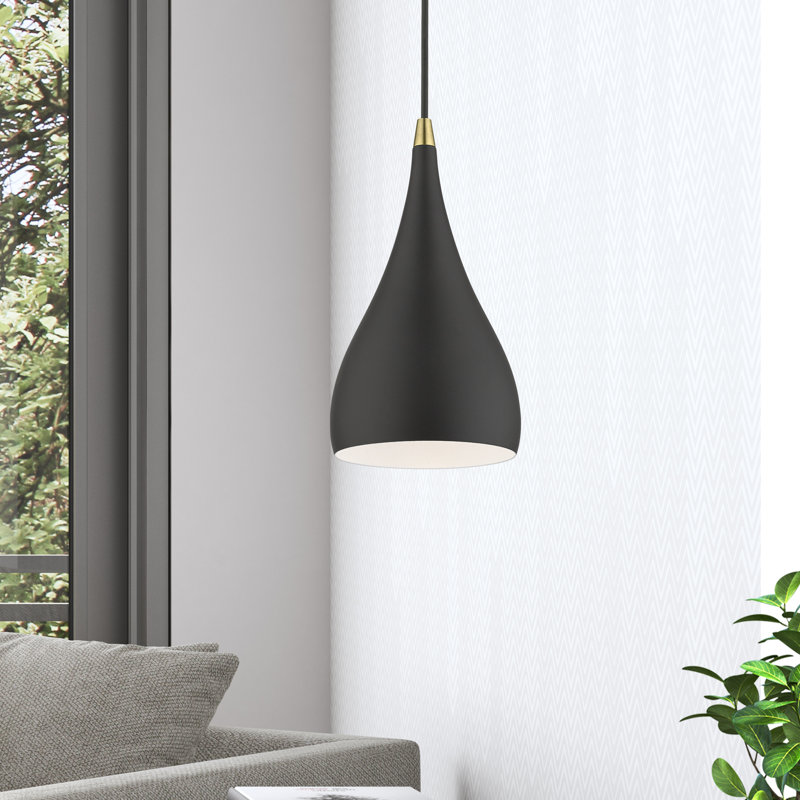 Ithel 1 - Light Pendant, Textured Black/Antique Brass, Textured Black