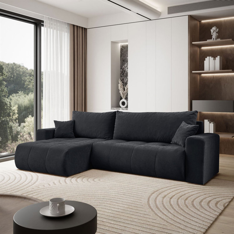 Ranika 3 - Piece Corner Sofa, Black