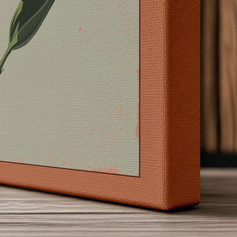 Delicate Bloom Botanical - Wrapped Canvas, 36x24 - 91.4 x 61.0 cm, Terracotta Border