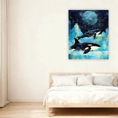 Abstract Killer Whale Unframed Canvas Wall Art  24" X 36"