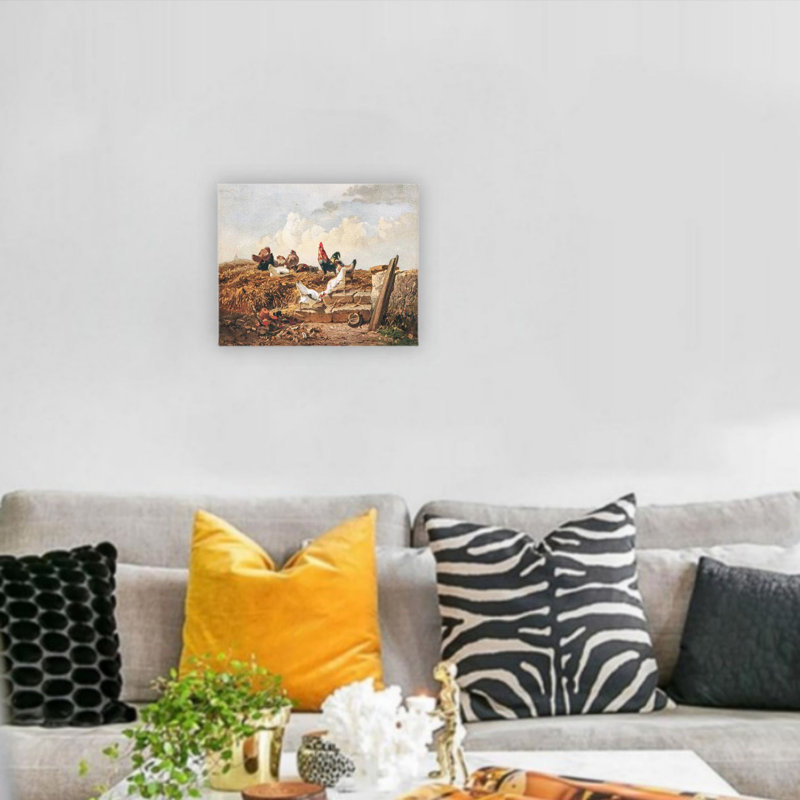 «Farmyard Fowl», toile murale sans cadre 12 po x 16 po