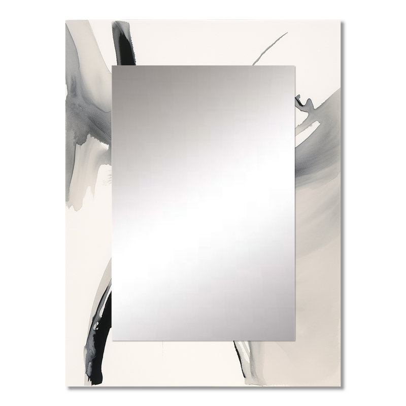 Abstract Neutral VIII - Abstract Shapes Large Wall Mirror, Black Unique Mirror, Printed Metal Art, 32" x 24"