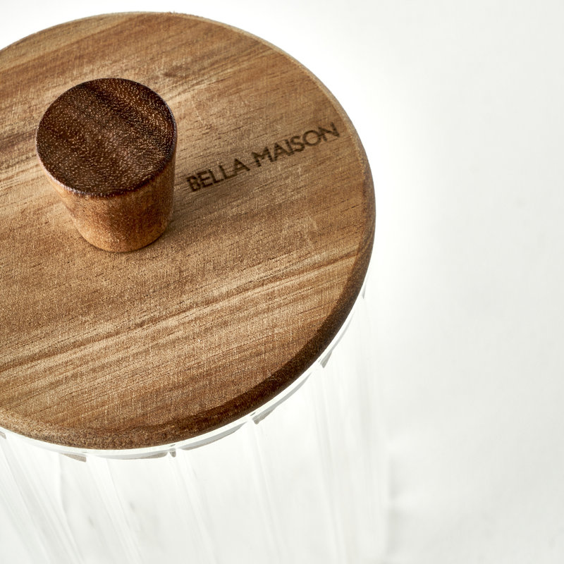 Beatrice Glass Storage Jar With Wooden Lid, 24.75 Ounces