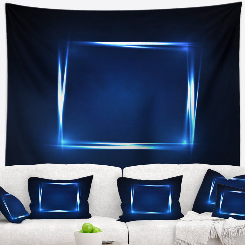 Tapisserie bleue en néon Abstract, H 32 po x l 39 po