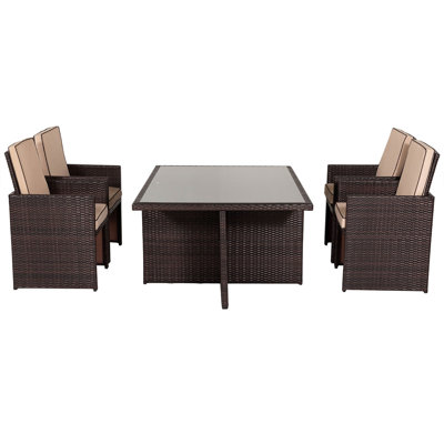 Wren 4 - Person Patio Dining Set with Square Table , Cushions Included