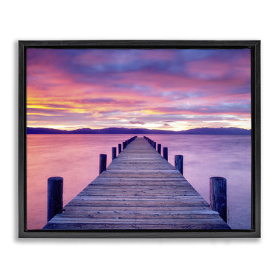 "Purple Sunset Dock", art mural sur toile flottante par Dennis Frates