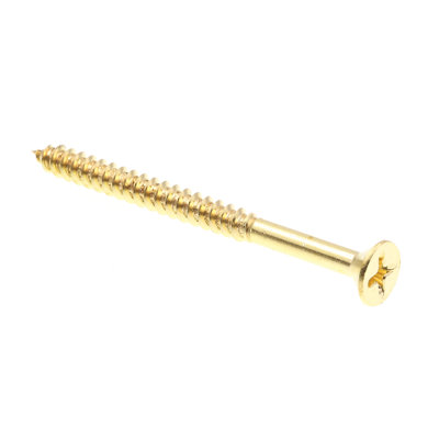 Wood Screws, Flat Head, Phillips Drive, #10 X 2-1/2 in., Solid Brass (50 Pack)
