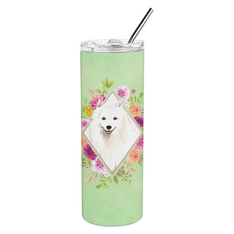 E23BF9F8391D466E9CA4F8DFEBD9A7DB de verre 20 oz à double paroi en acier inoxydable chiot, Spitz japonais, Vert