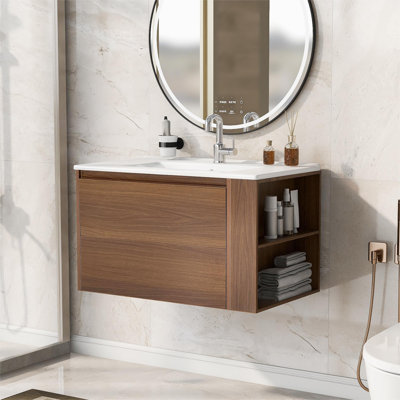Ebern Designs Misri 76mm L x 47mm W Ceramic Rectangular Sink with Overflow