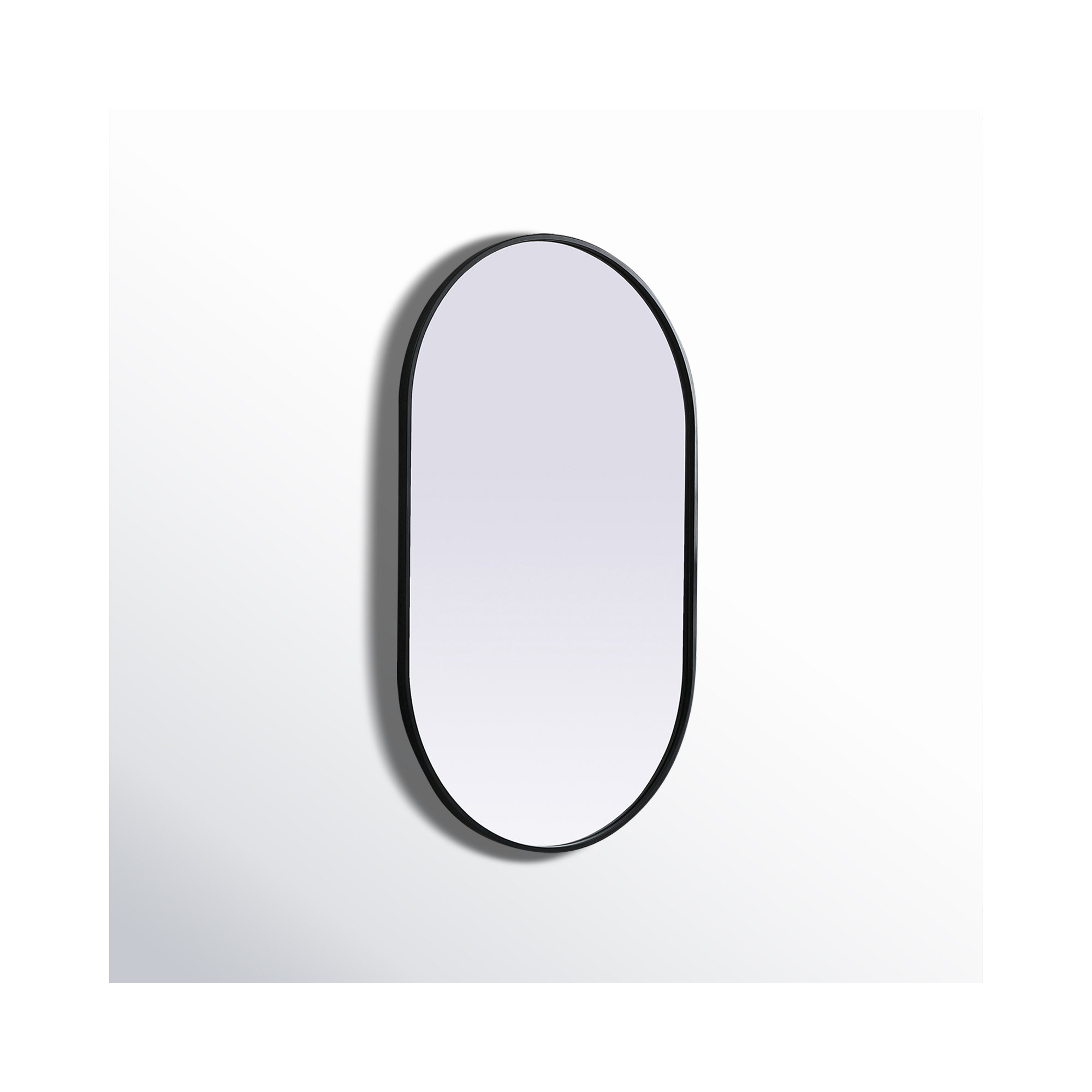 Sabine Metal Pill Wall Mirror, 40" x 24", Black