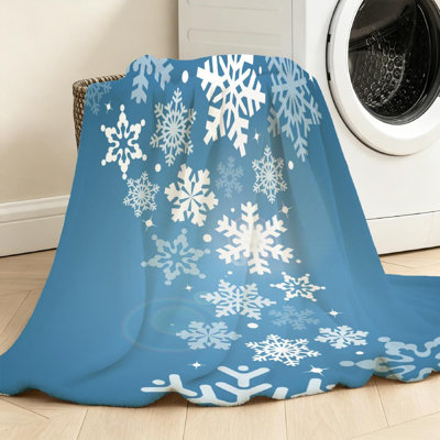 White Ultra Soft Flannel Fleece Throw Blanket,Snowflake Abstract Snow Single-Sided Print