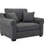 Fauteuil en chenille de 44,5 po de large gris avec revêtement confortable et housses de coussins amovibles pour la chambre à coucher Fauteuil moderne, surdimensionné, gris, avec structure de soutien-2401365
