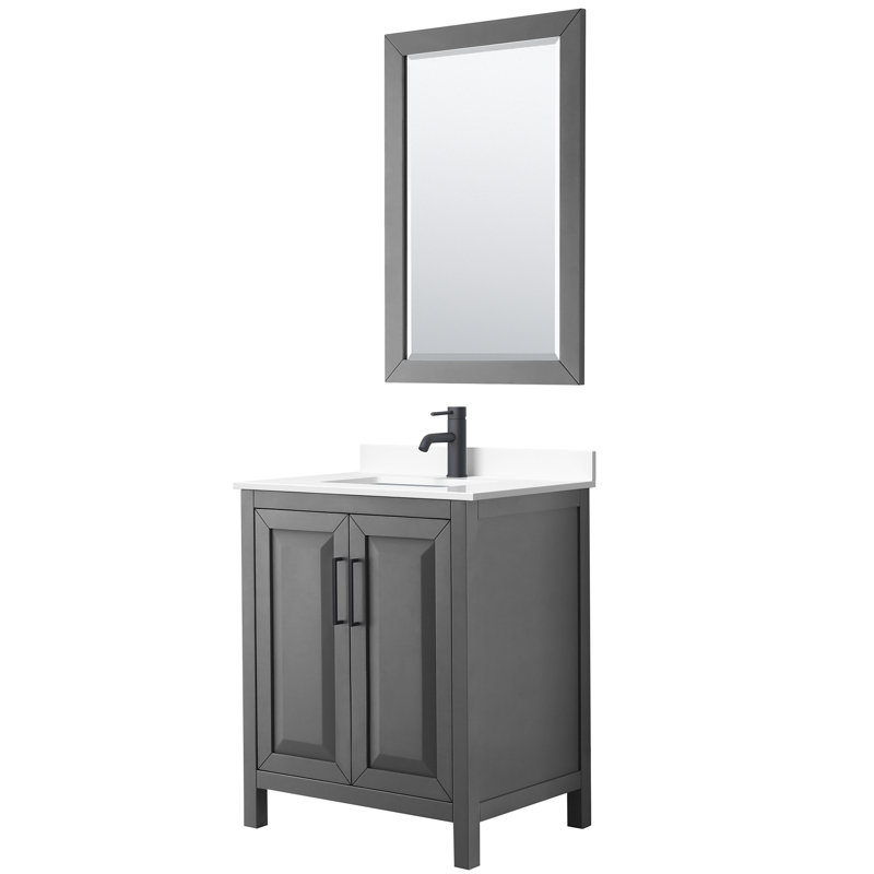 Daria 30'' W Single Vanity, Dark Gray, Matte Black, Carrara Cultured Marble