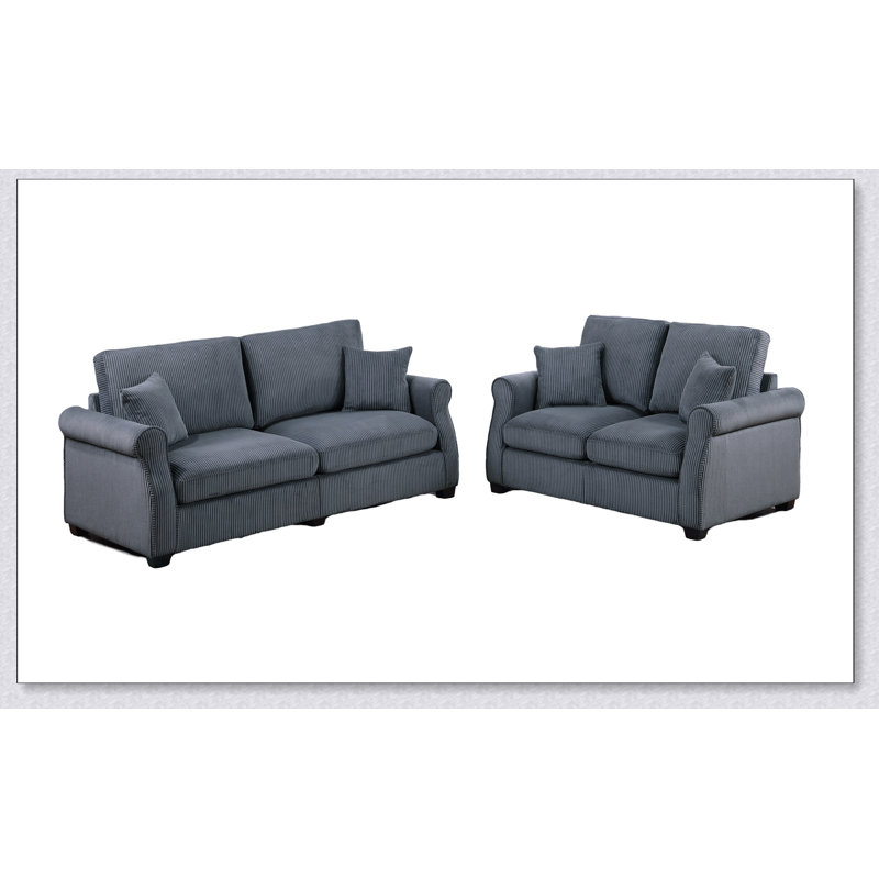 Causeuse en velours côtelé gris foncé Classic, Gris foncé
