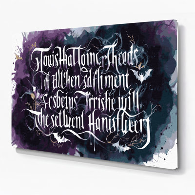 Halloween Typography based Halloween quotes Purple Metal Wall Art
