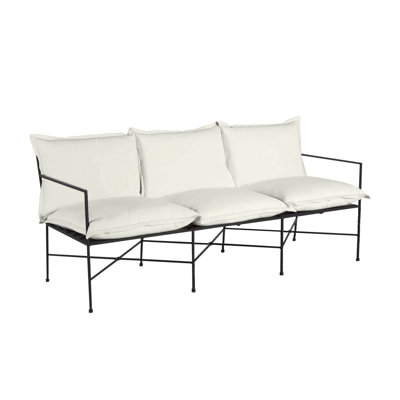 Italia 77.13" Wide Outdoor Patio Sofa with Cushions
