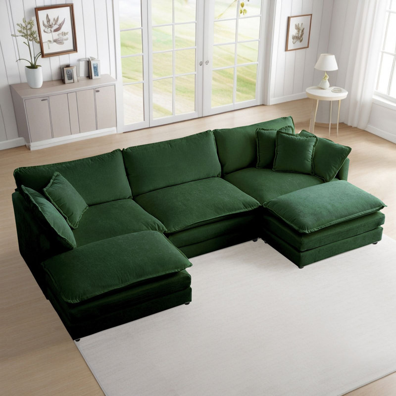 Canapé modulaire en U en chenille avec repose-pieds mobile à 2 compartiments Latitude Run, H 33 po x l 112 po x P 58 po