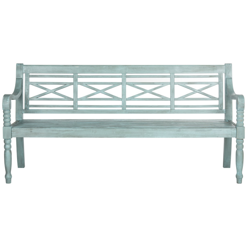 Banc de jardin en bois Paull, Bleu maisonnette de plage