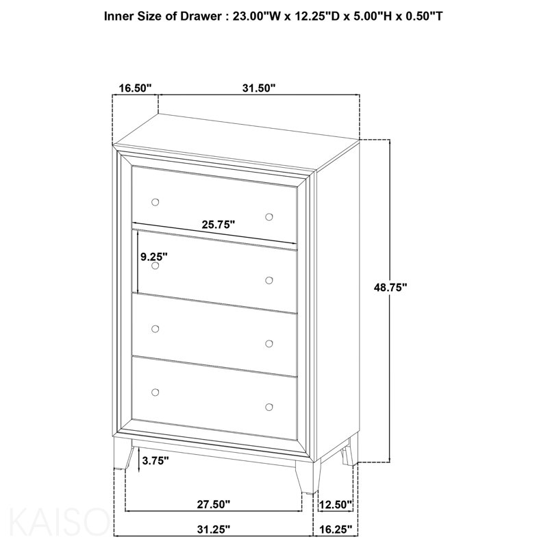 Walnut 4-Drawer Chest