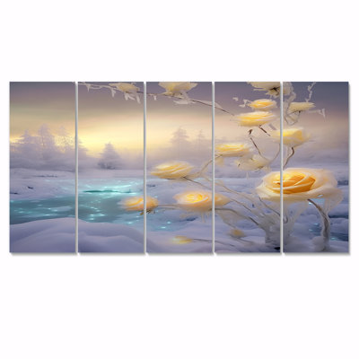 «Yellow Rose Sunset», ensemble d'art décoratif mural 5 pièces