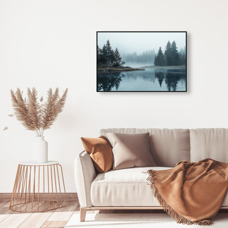Morning Lake II Print by Oliver Gal, 31" H x 46" W, Black Floater Frame