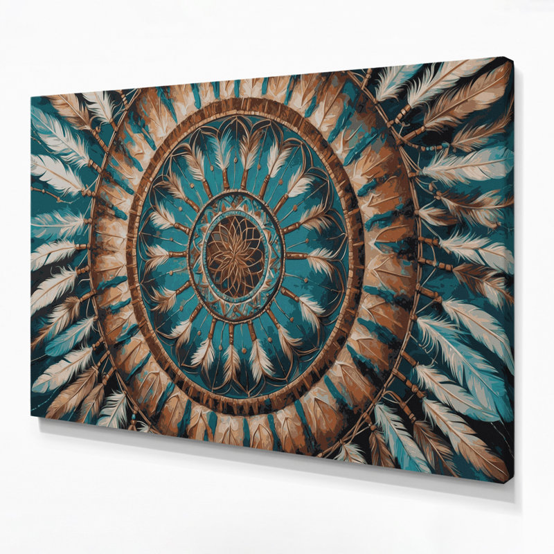 «Thanksgiving Native American motifs», art mural sur toile brune