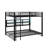 Metal Queen Over Queen Bunk Bed With Storage Cabinets And LED