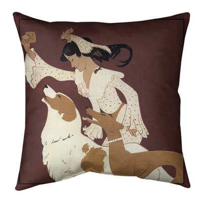 Housse et insert de coussin carré rétro Auguste Roubille