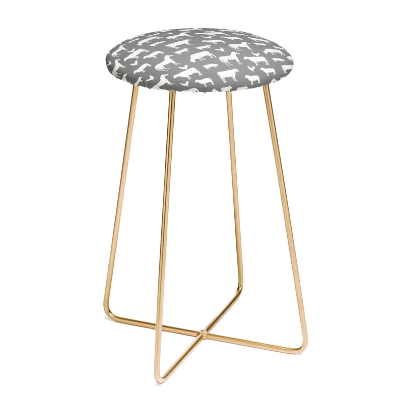 Upholstered Counter Stool with Metal Frame