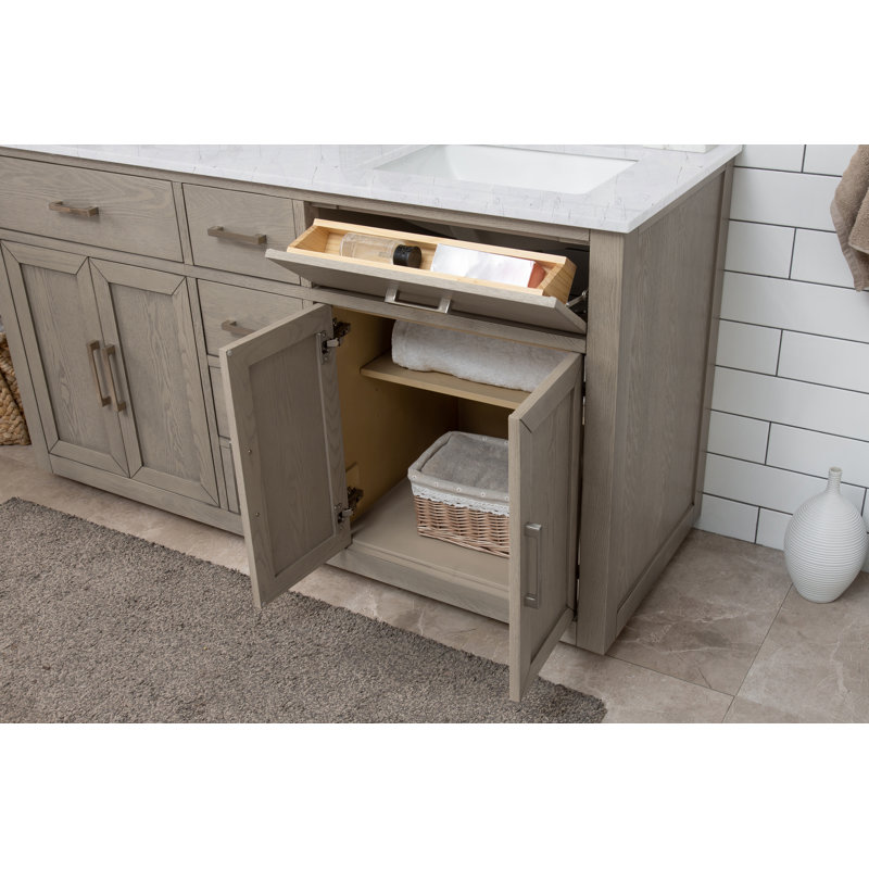 Ensemble de meuble-lavabo double 60 po Arrthor, Chêne gris antique