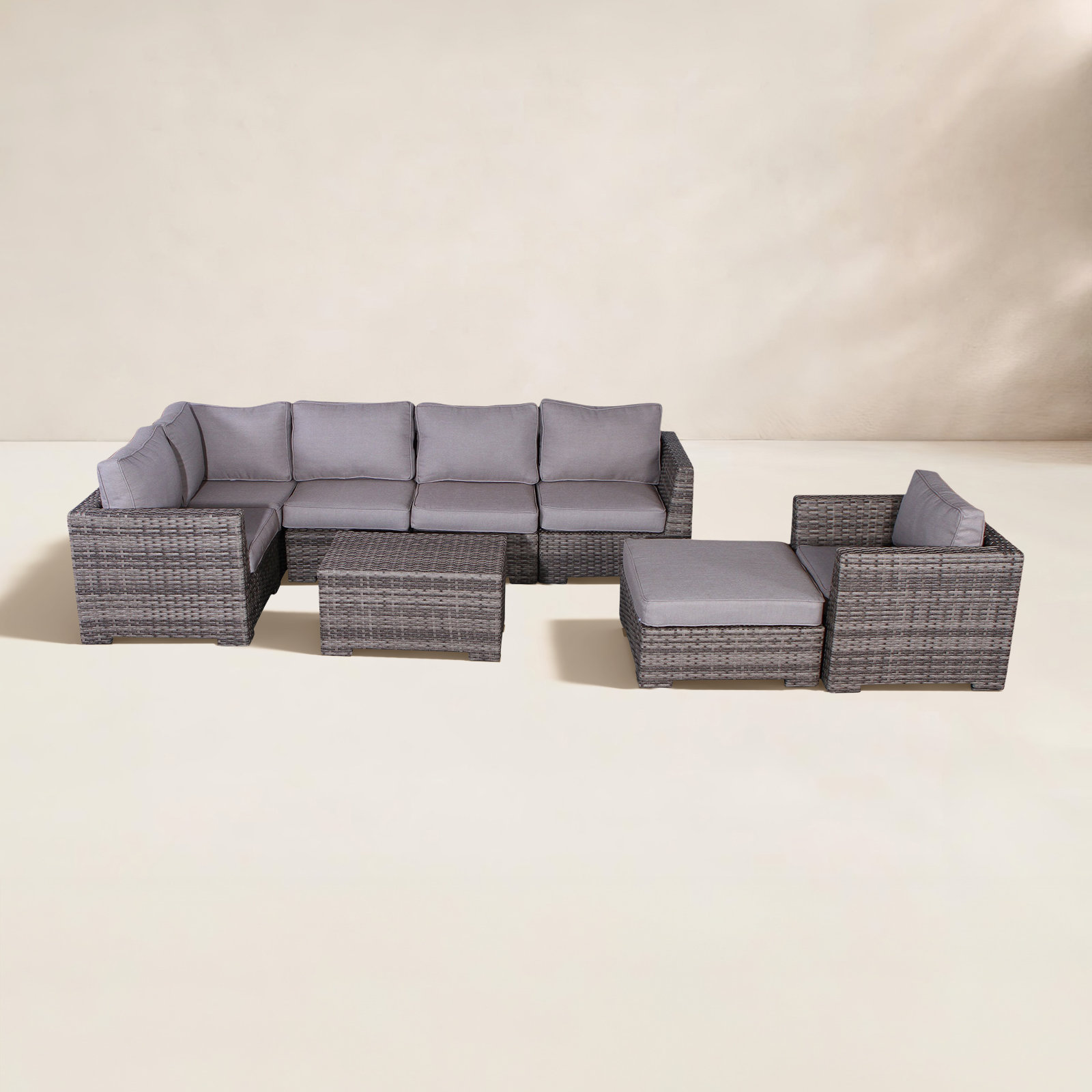 McDougal 6-Person Patio Seating Group, Mixed Gray