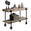 Console de style industriel avec placage en papier et tablette inférieure ouverte en forme de lattes de meubles de style transitionnel naturel