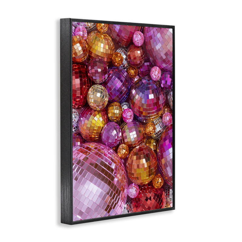 Art giclée de boules disco de différentes tailles par Lish Creative, H 18 po x l 12 po, Giclée encadrée noir minuit