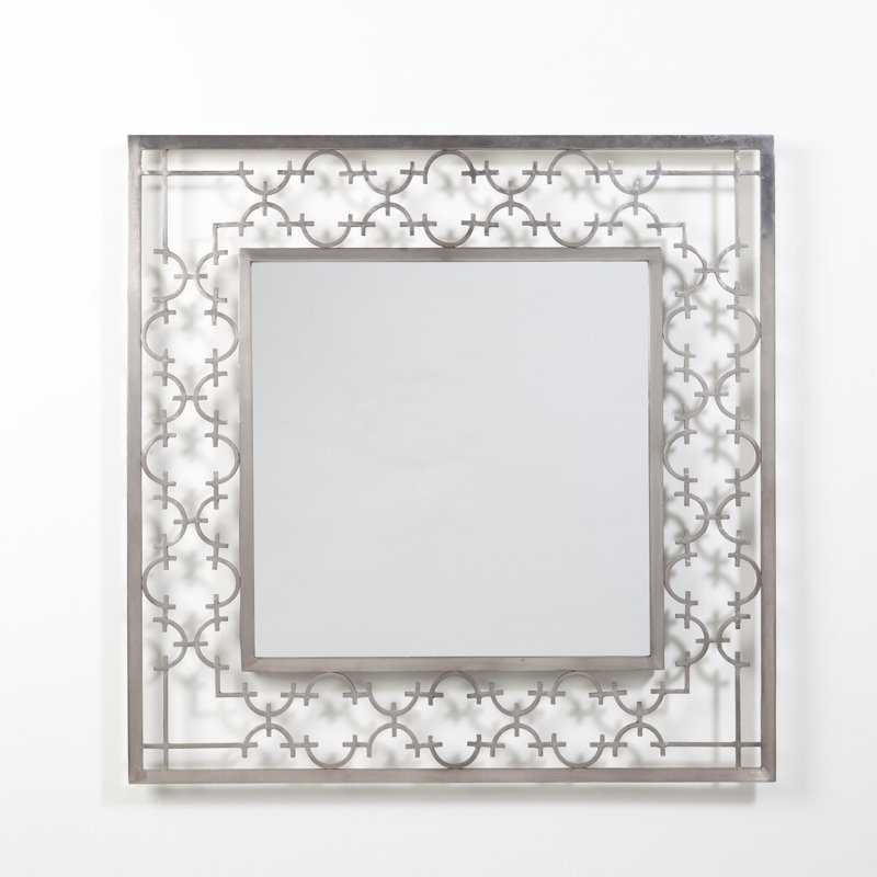 Square Iron Wall Mirror, Silver