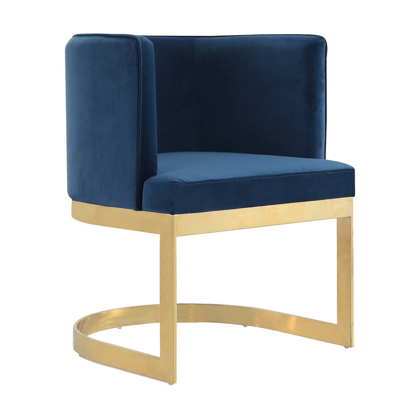 Chaise en velours Aura, Bleu très foncé
