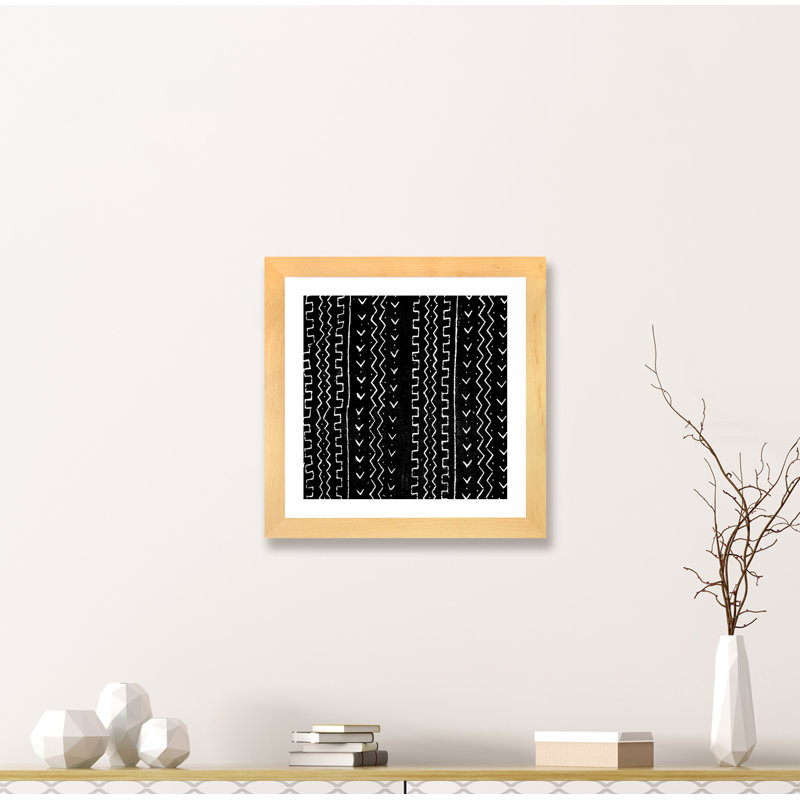 «Mudcloth Black Geometric Design VI» par Ellie Roberts - impression d'art graphique, H 24 po x l 24 po x p 1 po
