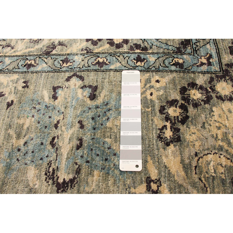 Tapis décoratif en laine noué à la main de conception unique noué à la main New Age Lahore Coral/crème/gris de 9 pi 1 po x 11 pi 7 po Brycie
