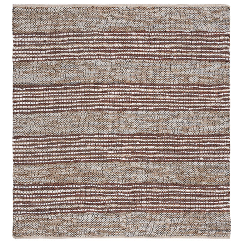 Tapis en cuir tissé à la main Gereldine, Carré 6 pi