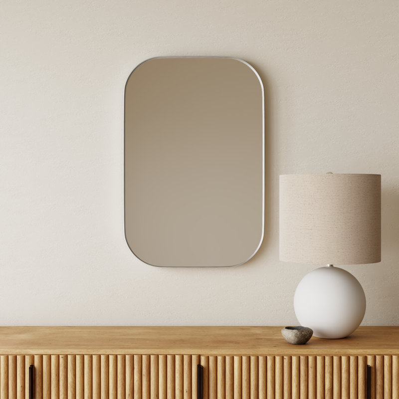 Slade Metal Flat Mirror, 30" x 20", Silver