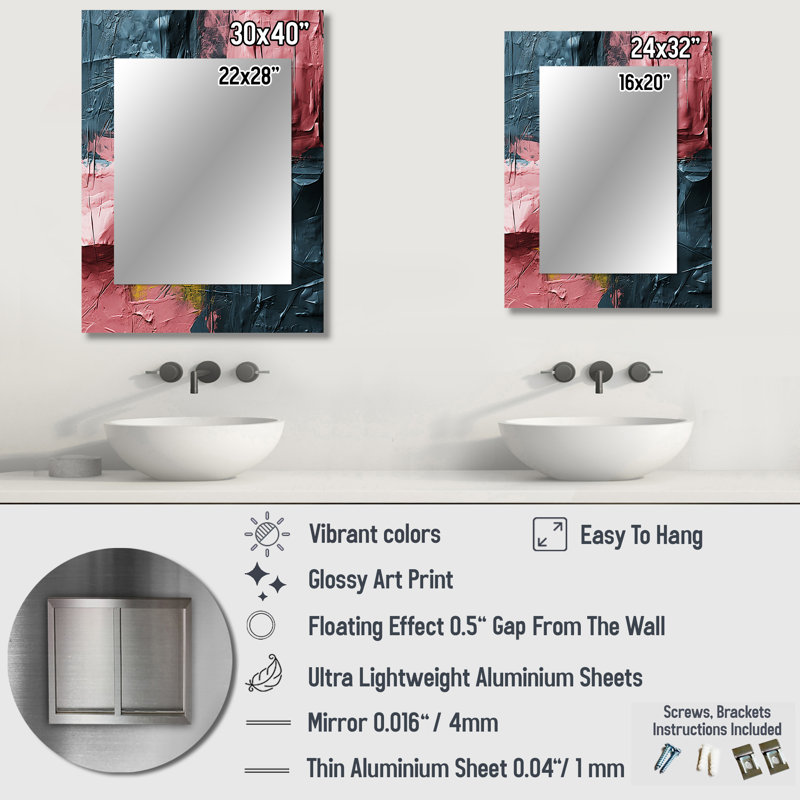 Windhaven - Abstract Decorative Mirror On Metal, 32 po x 24 po