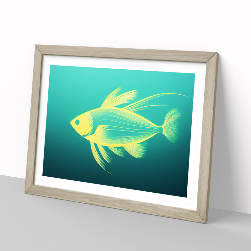 XH1022-2268X Compelling Fish - Single Picture Frame Print, Oak Framed, 34cm H x 46cm W x 2cm D