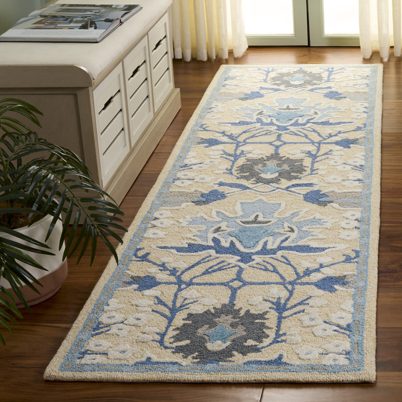Earthly Treasures Hand Tufted Wool;Cotton;Viscose Floral Indoor Rug, Runner 2'3" x 8'