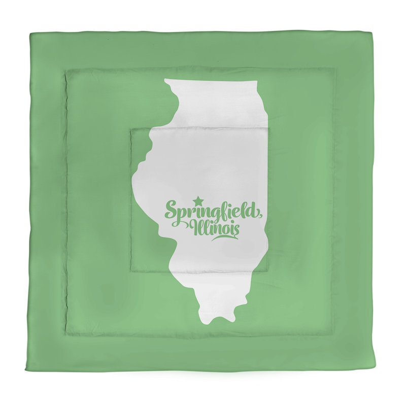 Illinois Percale Comforter, Queen Comforter, Green