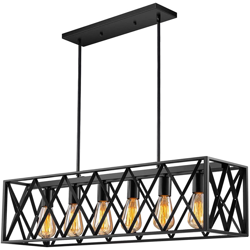 6 - Light Dimmable Kitchen Island Square / Rectangle Chandelier