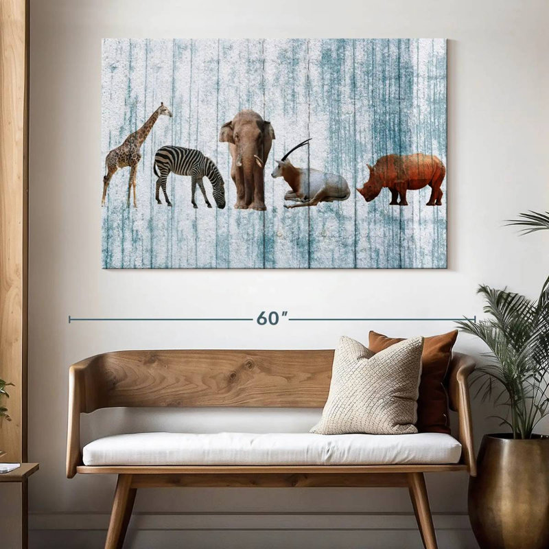 Animaux de safari en bois Brampt, H 34 po x l 51 po